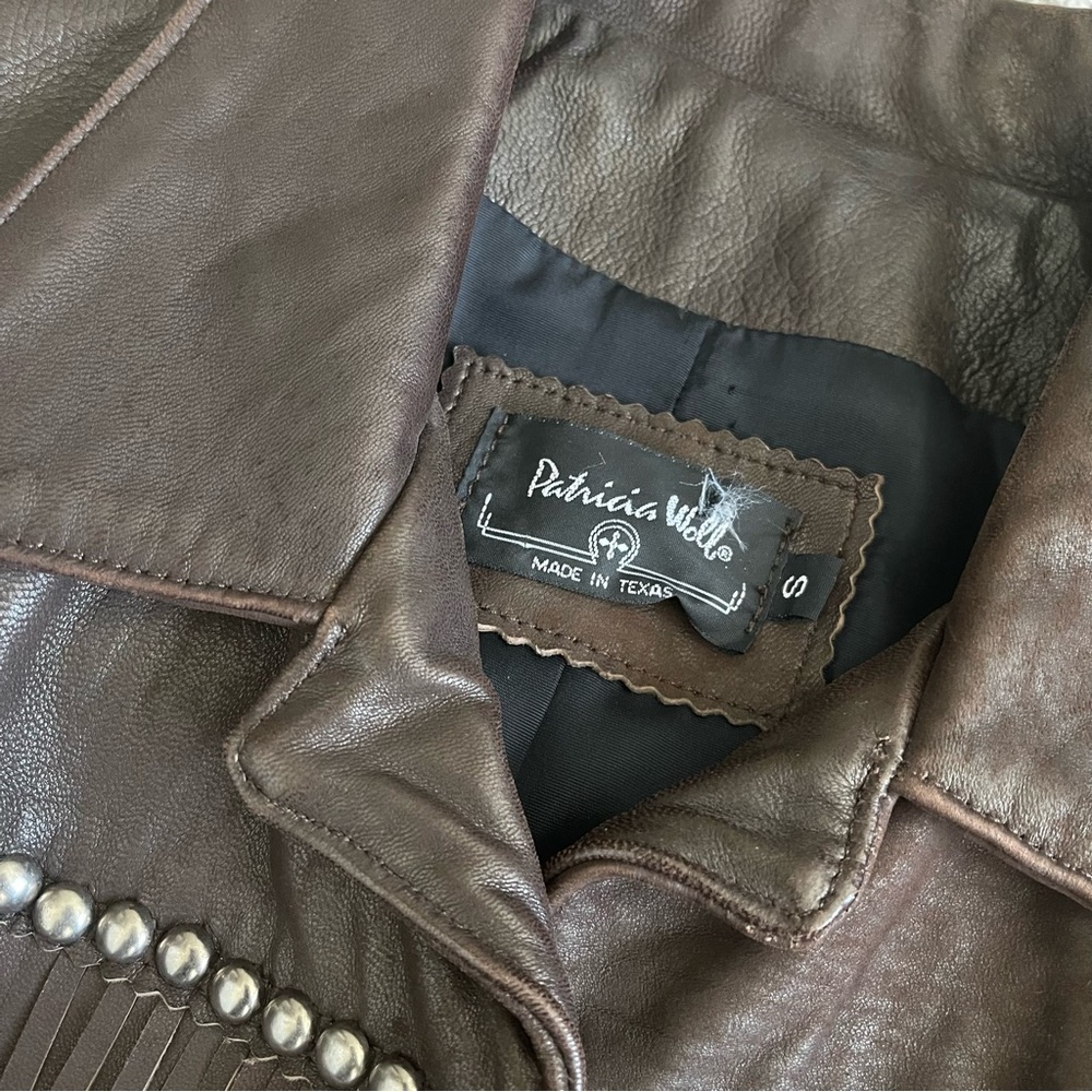 Patricia Wolf Fringe Leather Western Button Front Jacket - Picture 3 of 11